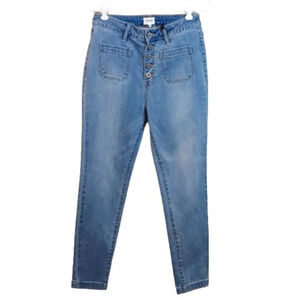 A2 SA Jeans Ankle Skinny LIGHT Wash Denim Button Fly Mid Rise size 7